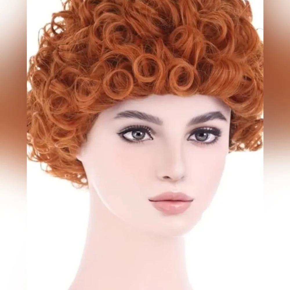 Reddish Orange Wig Short Curly Reddish Brown Wig Halloween Cosplay Costume
